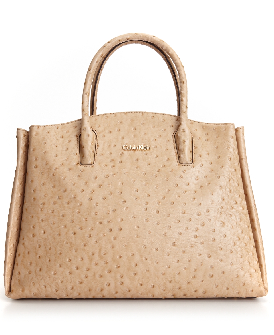 Calvin Klein Pierce Ostrich Tote   Handbags & Accessories