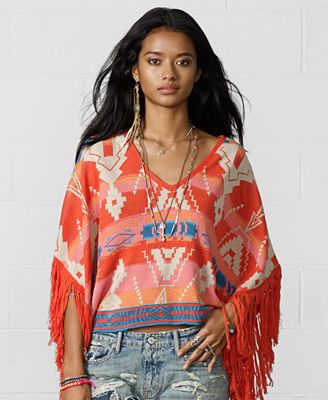 Denim & Supply Ralph Lauren Southwestern-Print Fringed Poncho ...