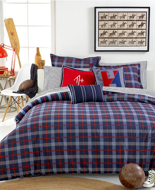 Tommy Hilfiger Closeout Boston Plaid Full Queen Comforter Set Reviews Bedding Collections Bed Bath Macy S