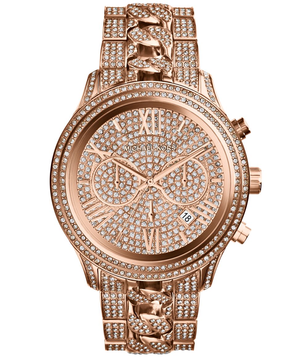 Michael Kors Womens Camille Glitz Rose Gold Tone Stainless Steel Bracelet Watch 43mm MK5862   Watches   Jewelry & Watches