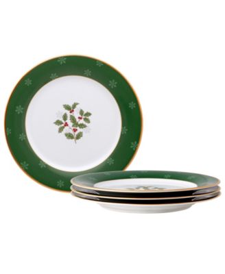 Золотой набор Noritake Holly & Berry Gold из 4 акцентных тарелок, 9 дюймов