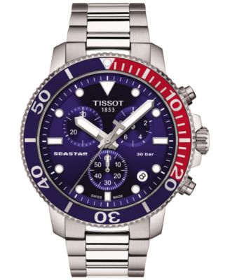 Мужские швейцарские часы-хронограф Tissot Seastar 1000 с браслетом из нержавеющей стали 46 мм