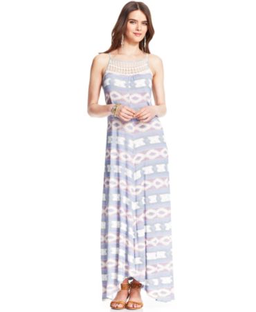 Lucky Brand Crochet Printed Maxi Dress - Dresses - Women - Macy's