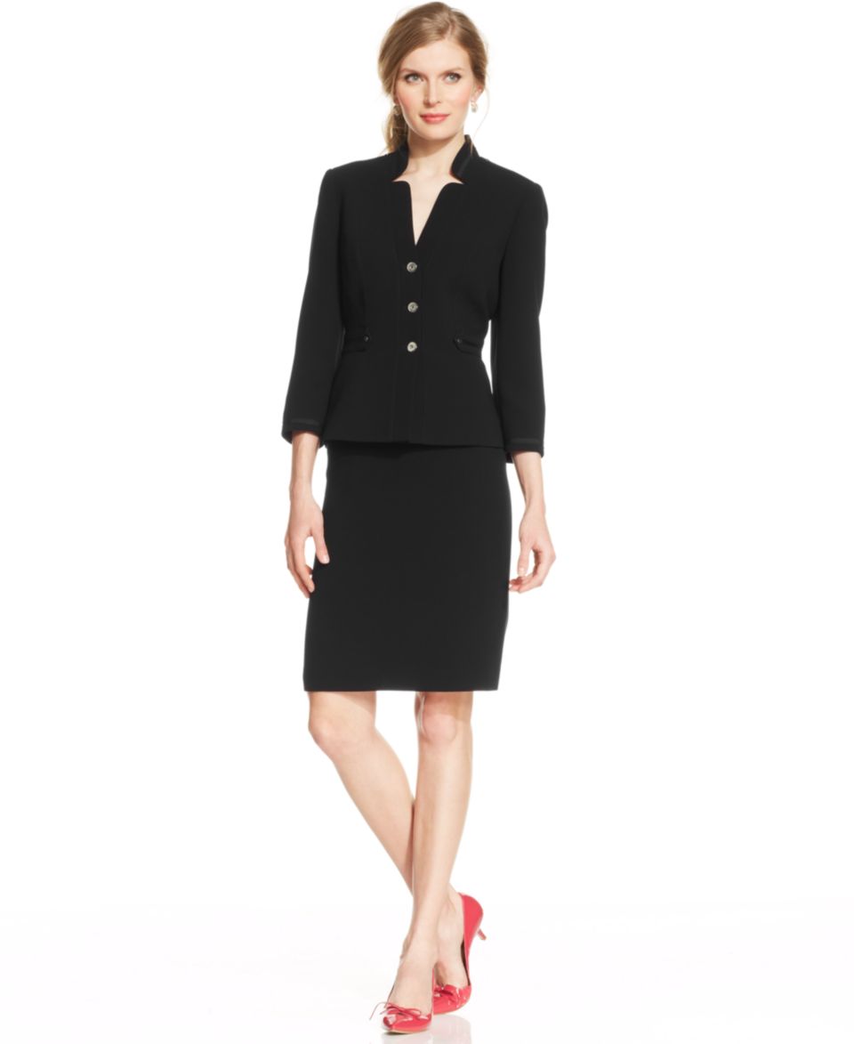 Tahari by ASL Petite Two Button Blazer & Striped Pencil Skirt