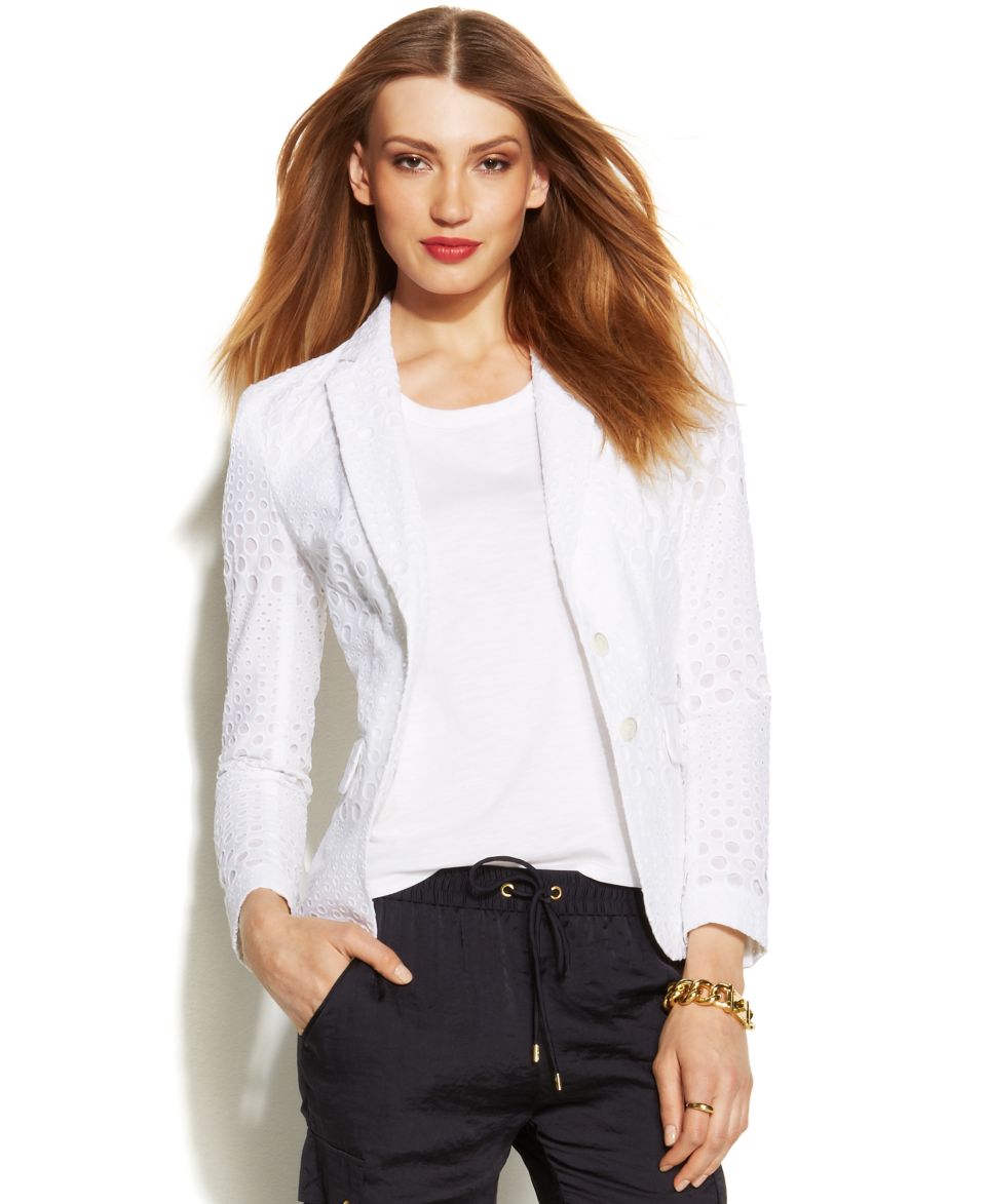 MICHAEL Michael Kors Petite Two Button Cotton Eyelet Blazer