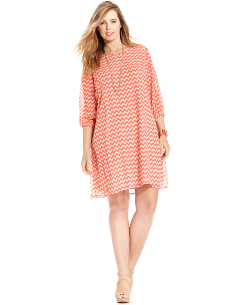 London Times Plus Size Striped Lace Seersucker Shift