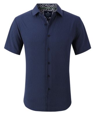 Мужская приталенная рубашка на пуговицах с коротким рукавом Tom Baine Mens Slim Fit Performance 11190₽