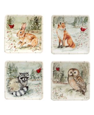 Сертифицированные международные тарелки для канапе Winter's Walk, набор из 4