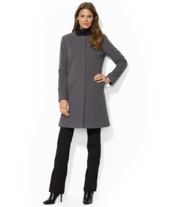 Lauren Ralph Lauren Collarless Snap-Front Walker Coat - Coats - Women ...