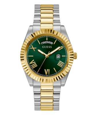 Мужские двухцветные часы GUESS с браслетом из нержавеющей стали, День недели, Дата, 42 мм