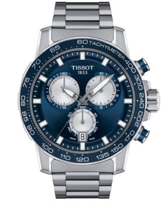 Мужские швейцарские часы Tissot с хронографом Supersport на браслете из нержавеющей стали 46 мм