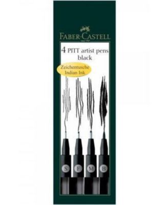 Набор из 4-х черных бумажников Pitt Artist с различными наконечниками от Faber Faber-Castell Usa Inc.