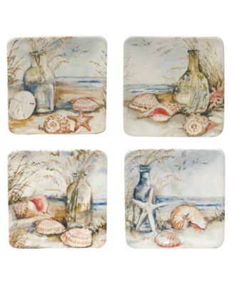 Сертифицированные международные тарелки для канапе с прибрежным пейзажем, набор из 4-х