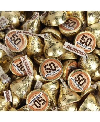 100 Шт Золотых конфет на 50-летие Hershey's Kisses в молочном шоколаде (1 фунт, приблизительно 100 шт)