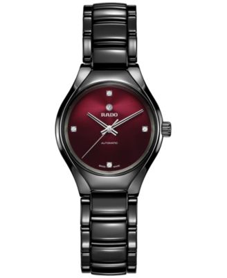 Женские швейцарские часы Rado с автоподзаводом True Diamond Accent, черные высокотехнологичные керамические часы-браслет, 30 мм