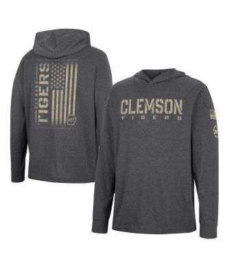 Мужская футболка Colosseum Charcoal Clemson Tigers Team OHT в стиле милитари с капюшоном и длинным рукавом Appreciation