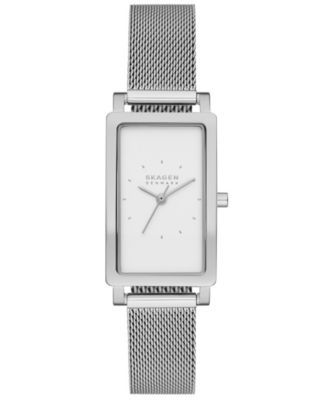 Женские кварцевые часы Skagen Hagen с тремя стрелками из нержавеющей стали серебристого цвета, 22 мм