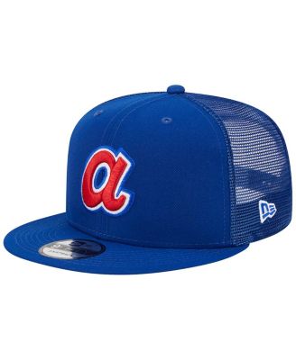 Мужская кепка-бейсболка New Era Royal Atlanta Braves из коллекции Cooperstown командного цвета Trucker 9FIFTY Snapback