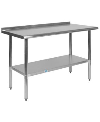 Подготовительный И Рабочий Стол Из Нержавеющей Стали 18-Го Калибра С Задней Панелью И Полкой