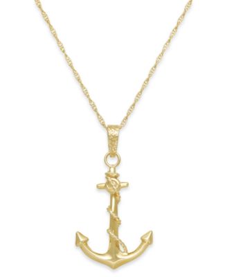 Anchor Pendant Necklace in 10k Gold 
