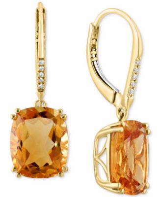 Серьги EFFY Collection с цитрином и бриллиантом, 14k