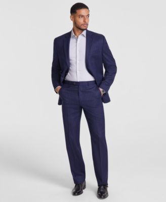 Мужской эластичный костюм Michael Kors классического покроя из смеси шерсти в тонкую полоску с раздельными брюками 40090₽