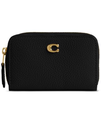 Кожаный бумажник COACH Essential на молнии вокруг футляра для карточек коричнево-бежевого цвета