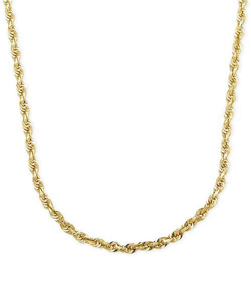 Italian Gold Rope Chain 24 Necklace 3mm In Solid 14k Gold Reviews Necklaces Jewelry Watches Macy S
