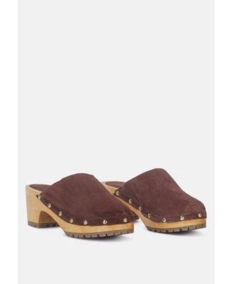 Женские шлепанцы из тонкой замши с шипами Rag - Co CEDRUS