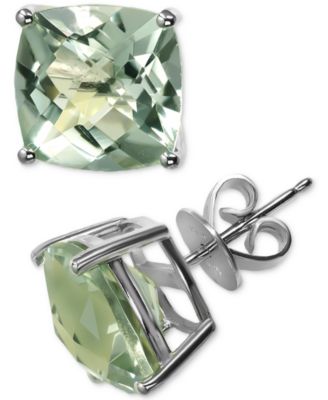 Серьги-гвоздики Macy's с зеленым аметистом, 7 кт, серебро