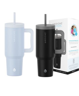 Стакан изотермический Grosche емкостью 40 унций с соломинкой и ручкой, 2 шт