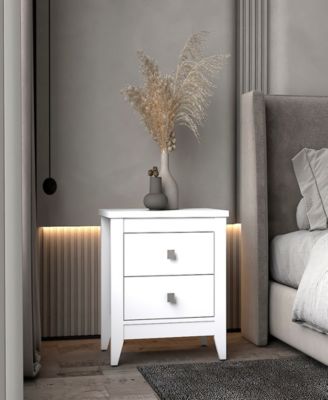Современная прикроватная тумбочка для спальни FM FURNITURE Breeze на четырех ножках, с двумя выдвижными ящиками белого цвета