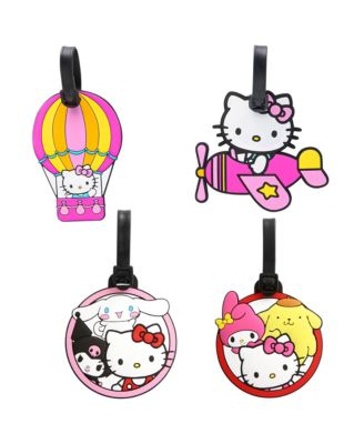 Багажная бирка Hello Kitty Sanrio с изображением самолета и друзей, воздушный шар, подарочные бирки для путешествий из ПВХ - Набор из 4 предметов