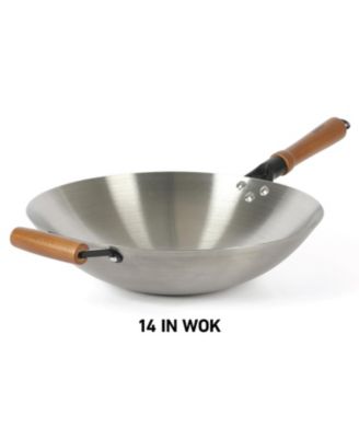 Сковорода-вок Oster Sangerfield из 14-дюймовой углеродистой стали с деревянными ручками