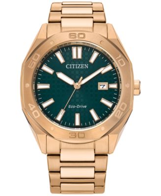 Мужские часы-браслет Citizen Eco-Drive Weekender Sport из розового золота с браслетом из нержавеющей стали 41 мм