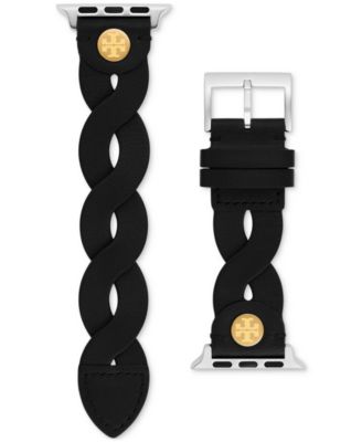 Женский черный плетеный кожаный ремешок Tory Burch для Apple Watch® 38-45 мм