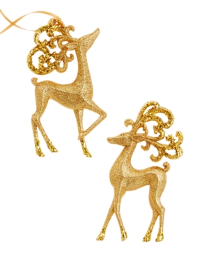 UPC 689439016556 - Holiday Lane Set of 2 Gold Reindeer Ornaments ...