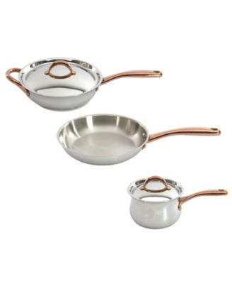 Стартовый набор BergHOFF Ouro Gold 5шт из нержавеющей стали 18/10, крышки SS, ручки из розового золота