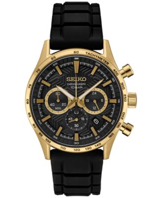 Мужские часы Seiko с хронографом Essentials на черном силиконовом ремешке 43 мм