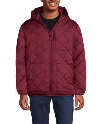 Мужская утепленная стеганая куртка с капюшоном из стеганого материала с бриллиантами Lands End без перьев 15590₽