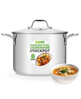 Кастрюля для бульона NutriChef из нержавеющей стали объемом 8 литров, Индукционная кастрюля повышенной мощности, Кастрюля для бульона с крышкой
