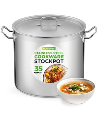 Кастрюля для бульона NutriChef из нержавеющей стали объемом 35 Л, Индукционная кастрюля повышенной мощности, Кастрюля для супа с Крышкой из нержавеющей стали