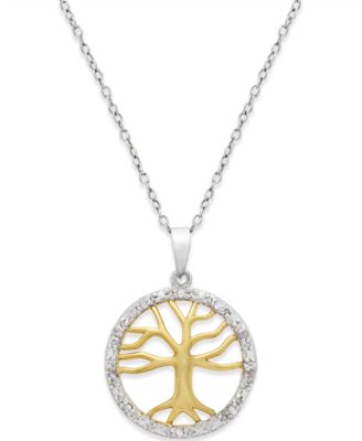 Diamond Family Tree Pendant Necklace 
