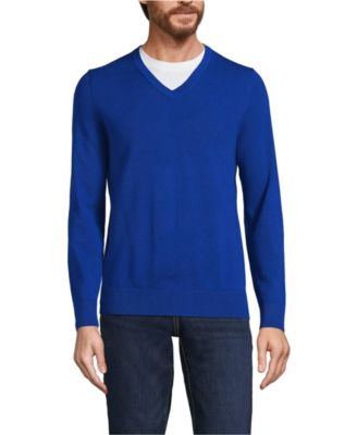 Мужской свитер из тонкого хлопка с V-образным вырезом Lands End для мужчин 13990₽