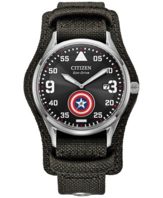 Мужские часы Citizen Eco-Drive Marvel Captain America Forever на сером тканевом ремешке 40 мм