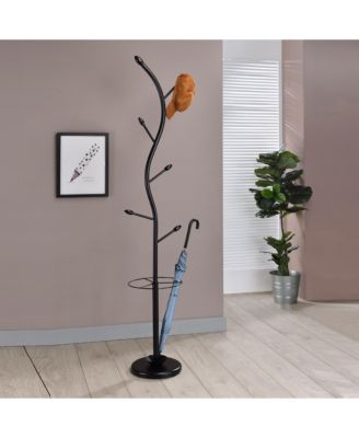 Металлическая вешалка для пальто и шляп Kings Brand Furniture Kubin с 6 крючками и подставкой для зонтов