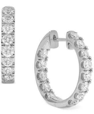 Серьги-кольца Macy's Diamond In & Out 2,1 карат 14k, золотые