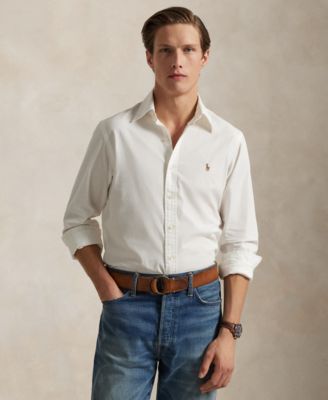 Мужская рубашка Polo Ralph Lauren из шамбре цвета индиго классического кроя от Polo Ralph Lauren