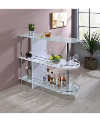 Барный стол Kings Brand Furniture с двумя полками из закаленного стекла и винным стеллажом