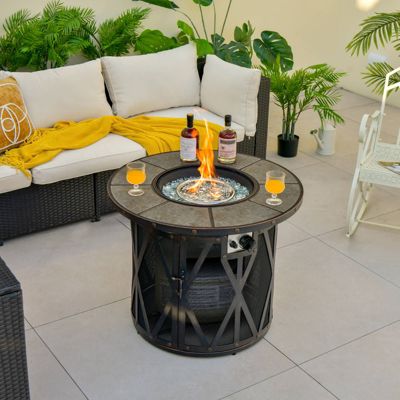 Стол для костра GOUUN 32 дюйма 30000BTU с противопожарными стеклами и крышкой из ПВХ